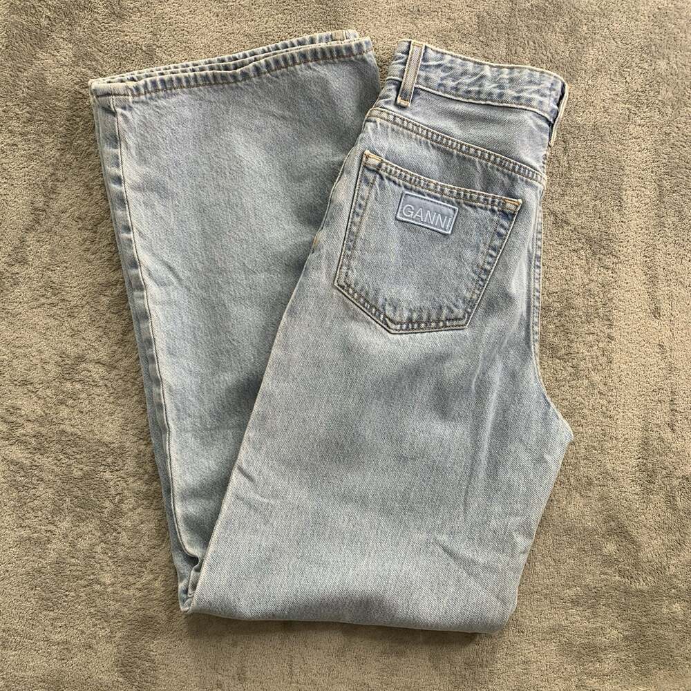 Ganni Magny Wide Leg Jeans Womens 25x31” Blue Cotton Denim Light Wash High Rise